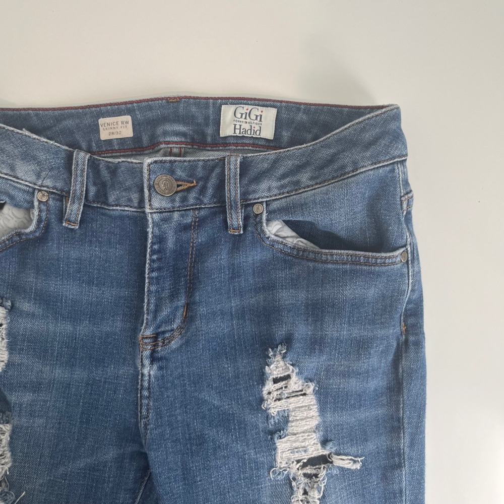 Gigi Hadid x Tommy Hilfiger Venice RW Skinny Distressed Jeans Blue 28/32